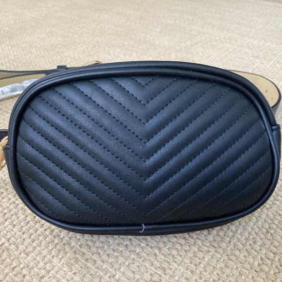 Steve Madden Black Chevron Belt Bag New - Picture 13 of 13